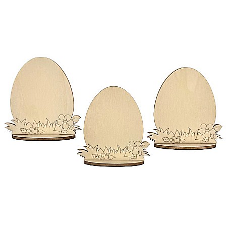 Forme pentru pictat - Set 3 oua cu suport, din lemn, 10 cm inaltime