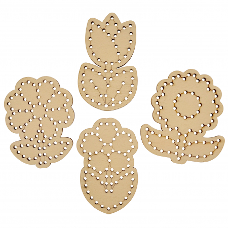 Set de 4 flori din lemn pentru broderie - Activități creative pentru copii [3]