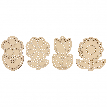 Set de 4 flori din lemn pentru broderie - Activități creative pentru copii [2]