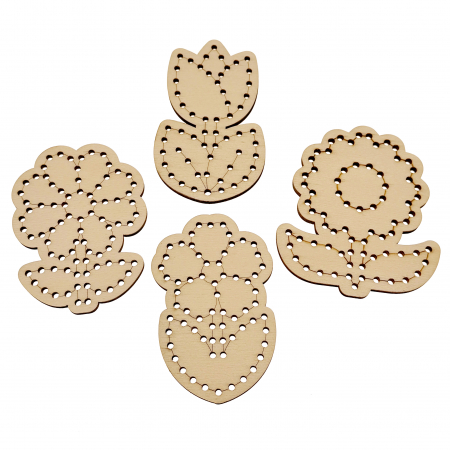 Set de 4 flori din lemn pentru broderie - Activități creative pentru copii [4]