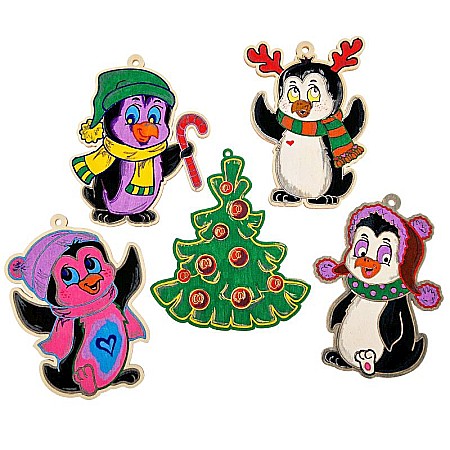 Set 5 forme din lemn, 10 cm, pentru pictat, decoratiuni brad [1]