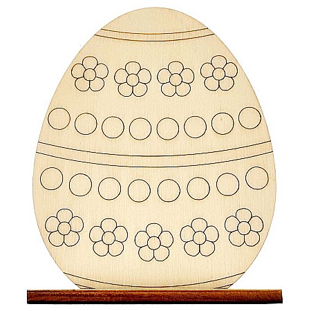 Set 5 oua pentru pictat, cu suport, din lemn, 10 cm inaltime [3]