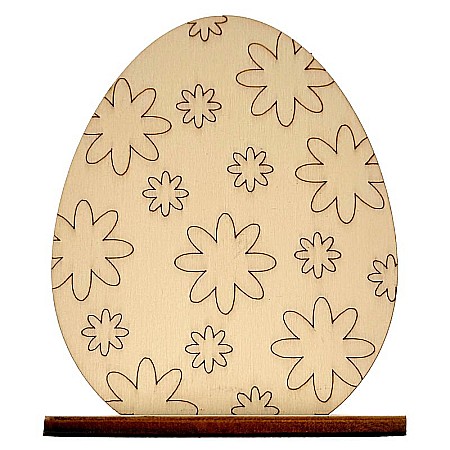 Set 5 oua pentru pictat, cu suport, din lemn, 10 cm inaltime [2]