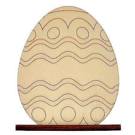 Set 5 oua pentru pictat, cu suport, din lemn, 10 cm inaltime [5]