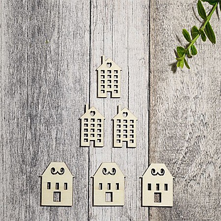 Articole DIY - Set 6 ornamente casute - OS022