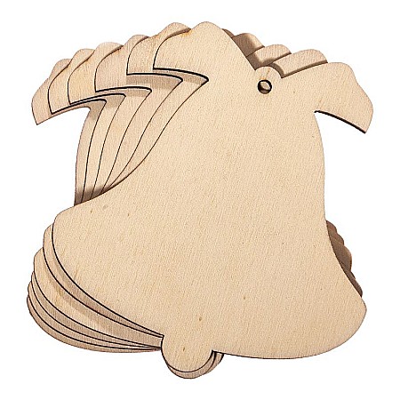 Craciun - Set 6 ornamente Craciun, clopotei, lemn, 8 cm