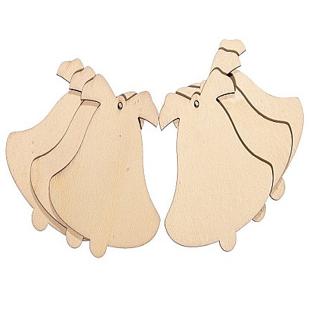 Set 6 ornamente Craciun, clopotei, lemn, 8 cm [2]