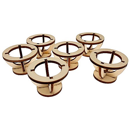 Sarbatori - Set 6 suporturi pentru oua incondeiate, din lemn, 6 cm