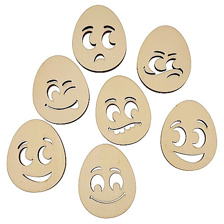 Set 7 oua, model emoticons, din lemn, 6 cm [2]