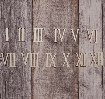 Cifre pentru ceas - Cifre romane din lemn pentru ceas DIY, set complet I–XII
