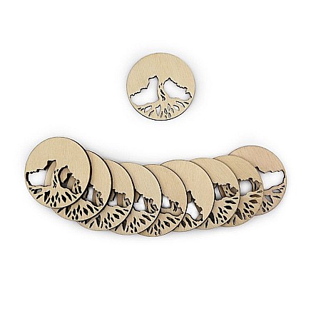 Baze pentru licheni - Martisor din lemn - Copacul Vietii, baza pentru licheni, 4.5x4.5 cm, seturi disponibile.