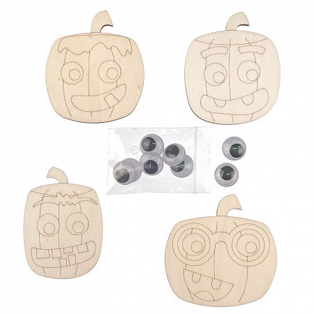 Halloween - Set DIY dovleci Halloween din lemn pentru pictat