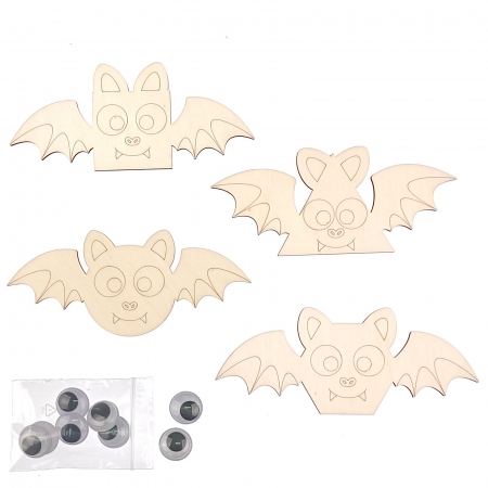 Halloween - Set DIY lilieci Halloween din lemn pentru pictat