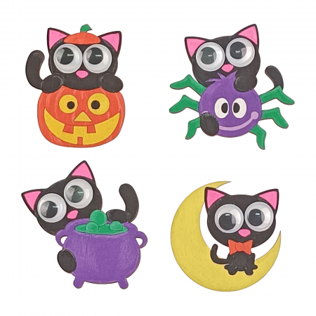 Set DIY pisici Halloween din lemn pentru pictat [1]