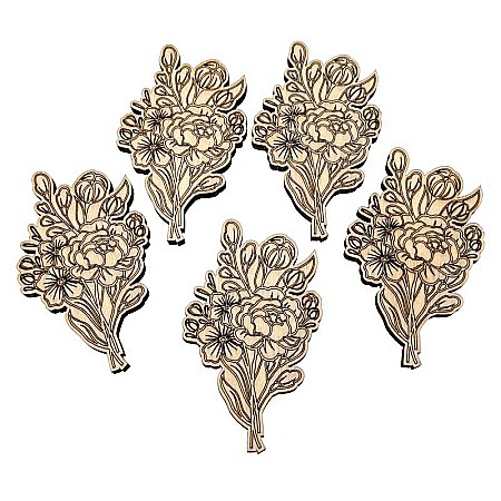 Martisor din lemn - Buchet elegant de flori, pentru pictat, 4x6.5 cm, seturi disponibile. [1]