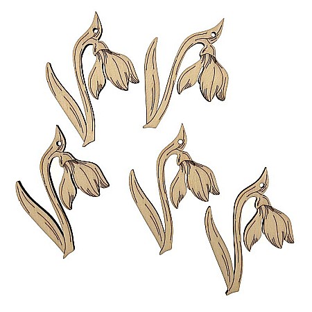 Martisor din lemn - Ghiocel gravat elegant, 4x6 cm, seturi disponibile. [1]