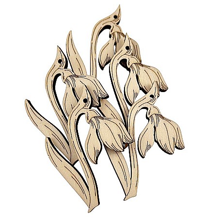 Martisor din lemn - Ghiocel gravat elegant, 4x6 cm, seturi disponibile. [2]
