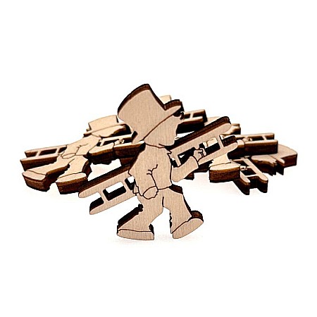 Martisor - Martisor din lemn - Hornar norocos, 4.2x4.4 cm, seturi disponibile.