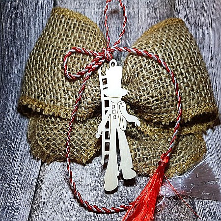 Martisor - Martisor din lemn - Hornar cu scara, pentru pictat, 3.2x7 cm, seturi disponibile.