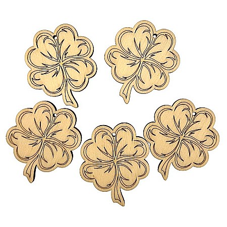 Martisor din lemn - Trifoi norocos, 3.6x4.2 cm, seturi disponibile. [1]