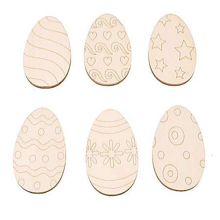 Forme pentru pictat - Set oua din lemn, pentru pictat, 12 cm, set 6 bucati