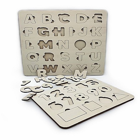 Jucarii educative - Set puzzle cifre, alfabet si forme geometrice - PZ008