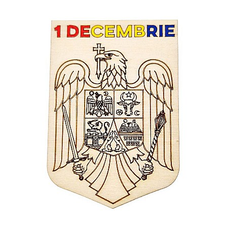 Stema Romaniei, model gravat, din lemn [1]