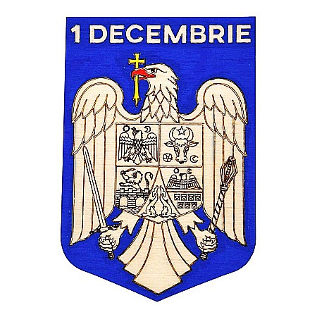 Stema Romaniei, model gravat, din lemn [5]