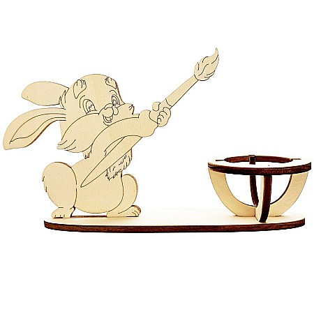 Forme pentru pictat - Suport pentru ou cu figurina iepure pictor, 17 cm x 15 cm