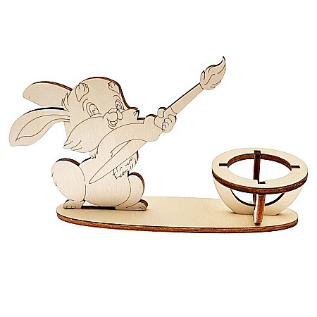 Suport pentru ou cu figurina iepure pictor, 17 cm x 15 cm [2]