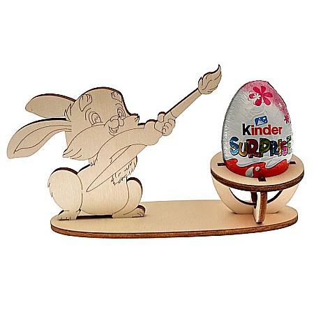 Suport pentru ou cu figurina iepure pictor, 17 cm x 15 cm [1]