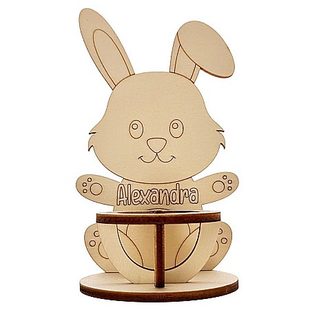 Forme pentru pictat - Suport pentru ou, personalizat cu nume, din lemn, 15 cm inaltime