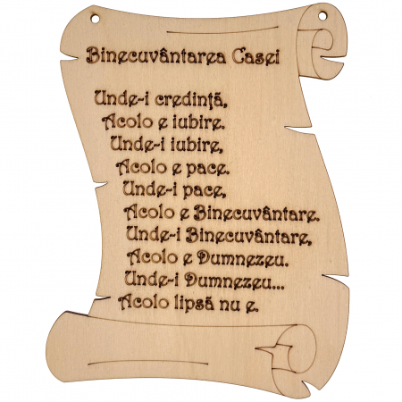 Articole Religioase - Binecuvântarea casei – papirus din placaj gravat laser, decor de agățat