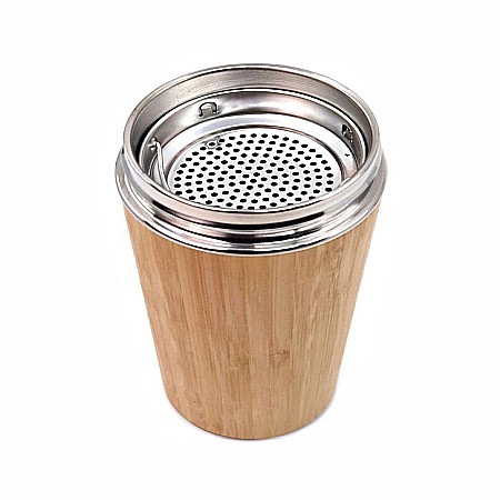 Termos din Inox, placat cu lemn de bambus, sita inclusa, 6.8 cm diametru, 20 cm inaltime, capacitate 450 ML [2]