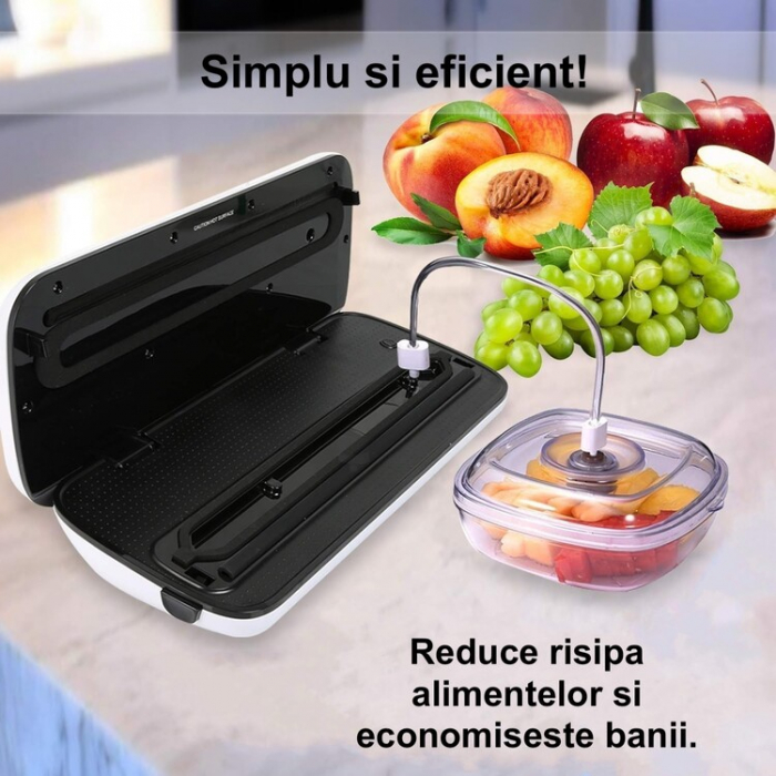RESIGILAT - Aparat de Vidat Alimente Latkon®, 30 cm Bara de Lipire, Putere 110W, Pungi incluse: 5 Pungi Individuale 20X30 cm, 1 Rola Pungi 20X200 cm, Functie de Sigilare si Vidare Automata, Gri [5]