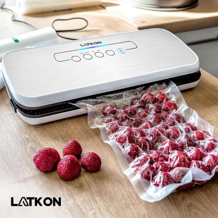 RESIGILAT - Aparat de Vidat Alimente Latkon®, 30 cm Bara de Lipire, Putere 110W, Pungi incluse: 5 Pungi Individuale 20X30 cm, 1 Rola Pungi 20X200 cm, Functie de Sigilare si Vidare Automata, Gri [3]