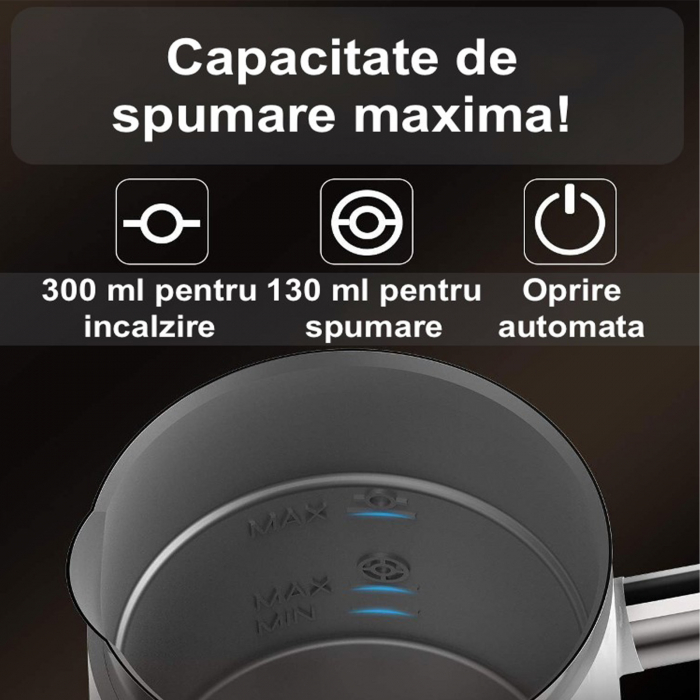 Aparat spumare și încălzire lapte Latkon, 500W, 300ml, 3 moduri, alb [2]