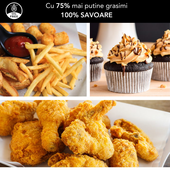 RESIGILAT - Friteuza cu aer cald, fara ulei, LATKON Air Fryer,  Ecran digital, 12 functii de gatire presetate, Capacitate 7 litri, 1800W, Negru [2]