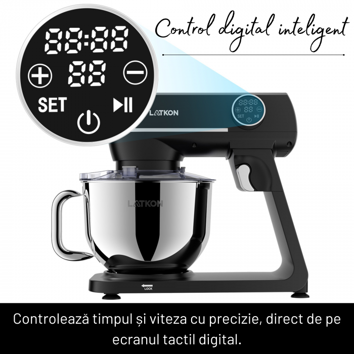Mixer planetar Latkon LTK-1800 cu bol inox [3]