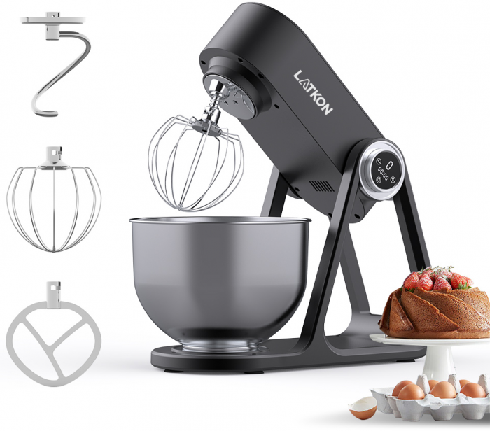 Mixer cu Bol Latkon A5-A 1500W, Bol Inox 5L, Negru [2]