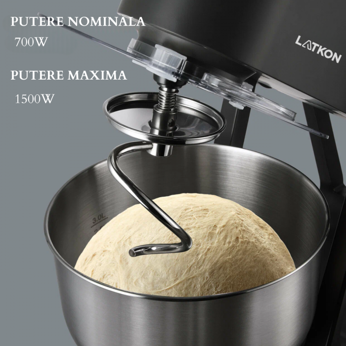Mixer cu Bol Latkon A5-A 1500W, Bol Inox 5L, Negru [5]