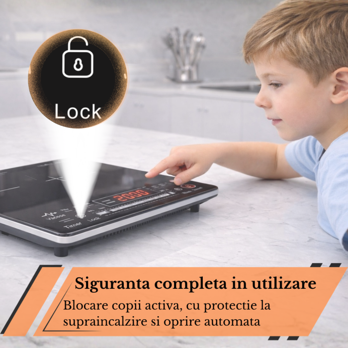 Plita cu Inductie Latkon IP2000Nova, 2000W, 8 Programe, Touch control, OverHeat Safety System, Auto Shutdown, Timer, Stop & Go, Negru [6]
