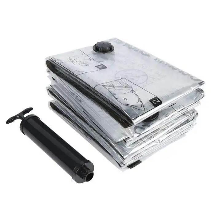 RESIGILAT - Set 10 Saci Vidat Haine cu Pompa Latkon®, Marimi 40x60/50x70/60x80/80x100cm, Vidare prin Vacuum, Usor de Folosit, Transparent [8]