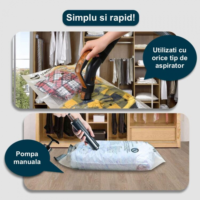 Set 10 saci de vidat haine cu pompă Latkon®, dimensiuni variate, transparenți [3]