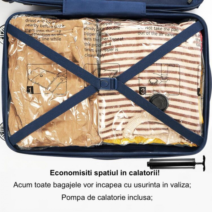 Set 10 saci de vidat haine cu pompă Latkon®, dimensiuni variate, transparenți [7]