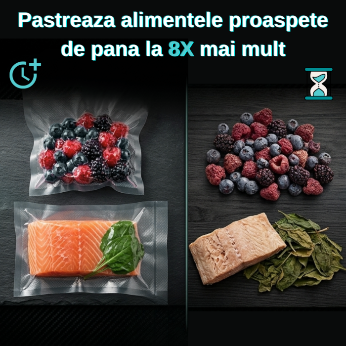 Set 3 role pungi de vidat gofrate Latkon®, 28 x 300 cm, Reutilizabile, Lavabile in Masina de Spalat, Rezistente, Ideale Pentru Depozitare sau Preparare Sous Vide, Fara BPA, Transparent [5]