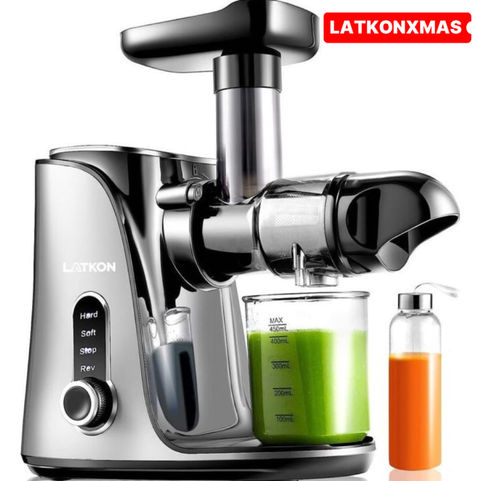 Storcător cu presare la rece Latkon, 150W, 2 viteze, sticlă 0.5L, sită inox, gri [1]