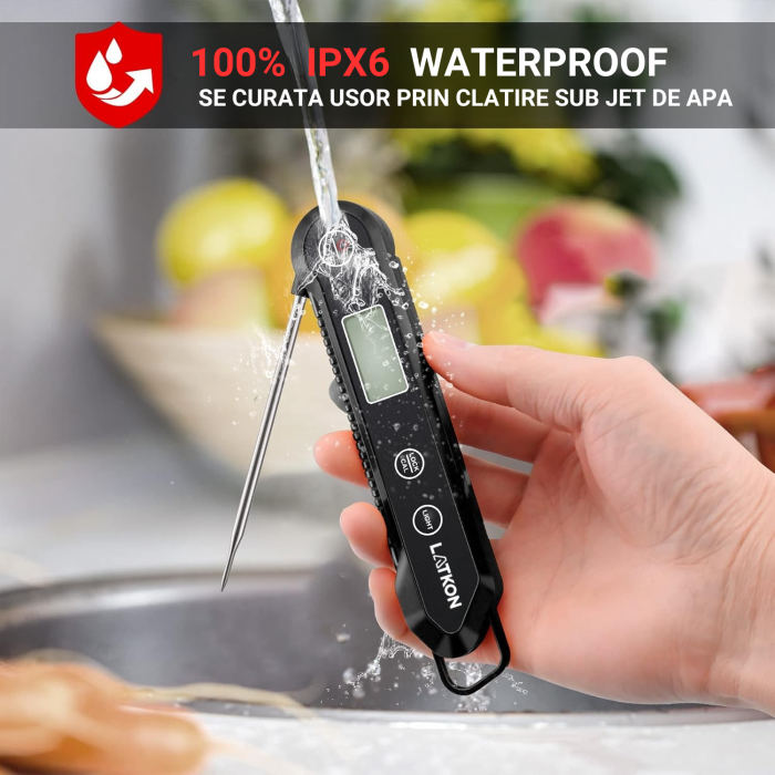 Termometru alimentar digital Latkon LTK-03, pliabil, sonda inox, rezistent la apă [4]
