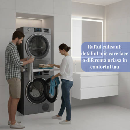 RESIGILAT - Kit Suprapunere Universal Metalic Latkon pentru Masina de Spalat si Uscator 60 cm, Raft Glisant, Centura Fixare, 8 Pad-uri Anti-Vibratii, Alb [4]
