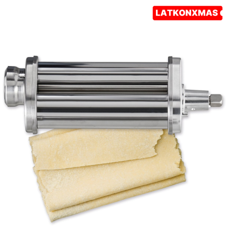 Electrocasnice pentru bucatarie - Accesoriu pentru intins aluatul de paste, Ideal pentru foi de lasagna, cannelloni, ravioli, compatibil cu mixerul Latkon® LTK-1800, Otel Inoxidabil, Argintiu